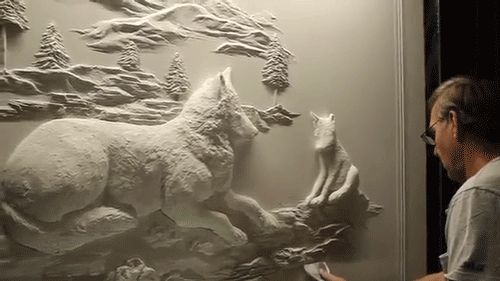 Amazing drywall art by Bernie Mitchell