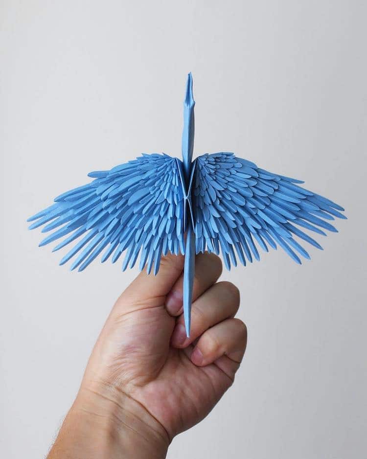 Artist Creates Breathtaking Paper Cranes With Feathery Details
