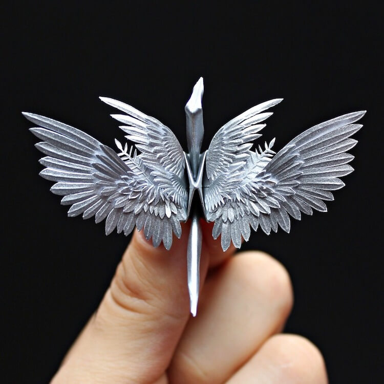 Artist Creates Breathtaking Paper Cranes With Feathery Details