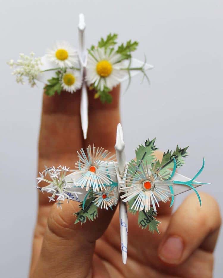 Artist Creates Breathtaking Paper Cranes With Feathery Details