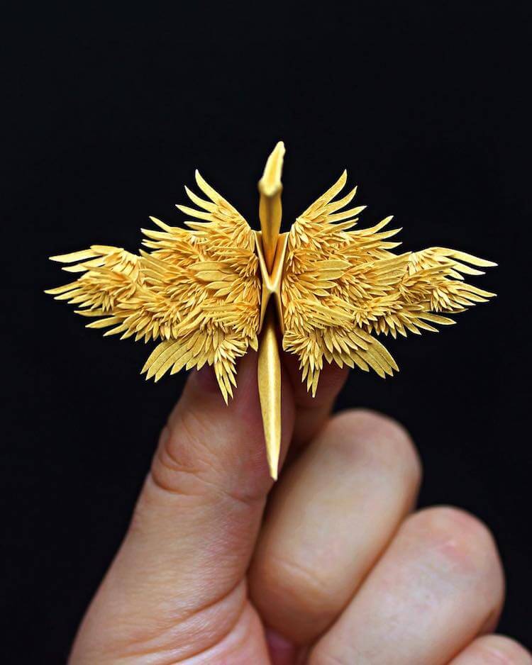 Artist Creates Breathtaking Paper Cranes With Feathery Details